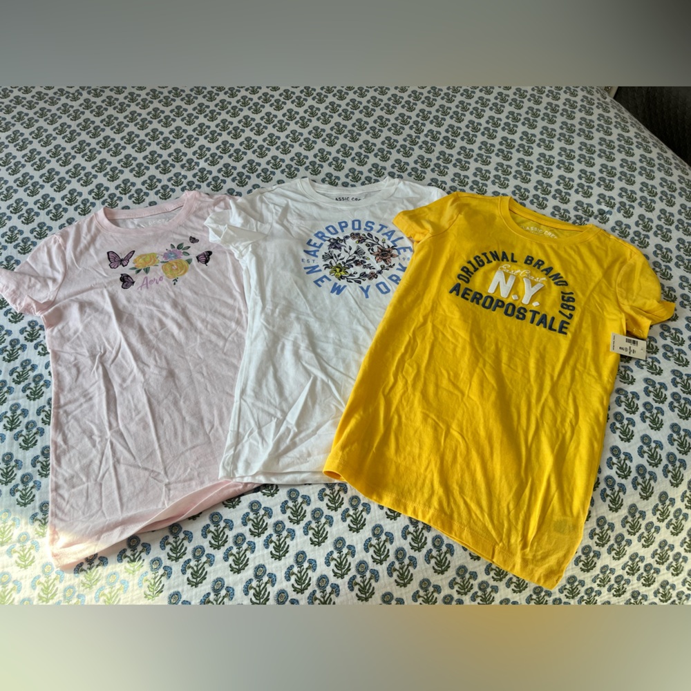 Aeropostale juniors Short Sleeve Tees - Light Pink, White, Bright Yellow